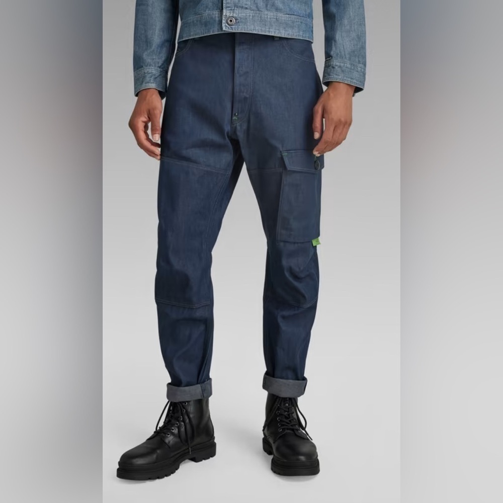 G-STAR RAW Bearing Cargo 3D Relaxed Taper Button Fly Dark Blue Men's Jeans 29/32